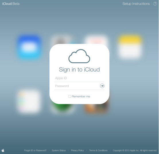 icloud beta登錄頁面